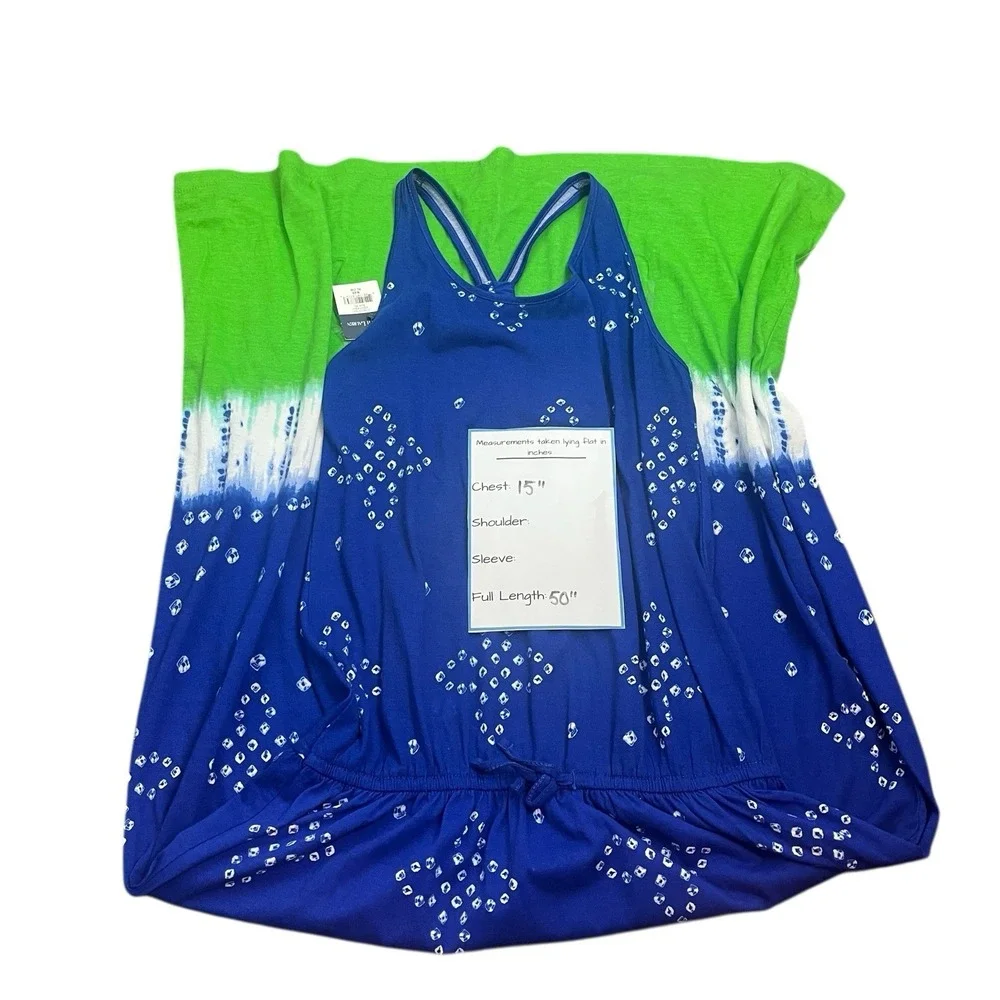 Ralph Lauren Girls Dress Blue Top Green Bottom Tie Dye Racer Bk Sz‎ XL (16) NWT